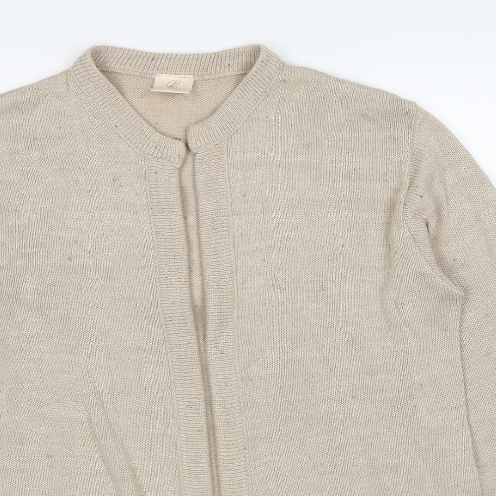 Compliments Womens Beige V-Neck Acrylic Cardigan Jumper Size 16