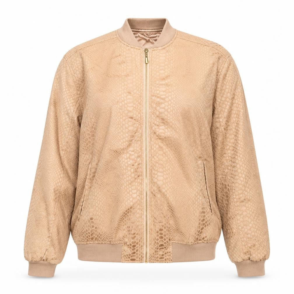 PRETTYLITTLETHING Womens Pink Geometric Bomber Jacket Jacket Size 6 Zip