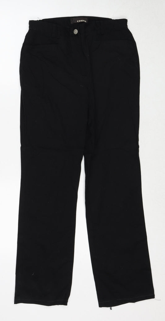 Cosna Womens Black Cotton Trousers Size 10 Regular Zip