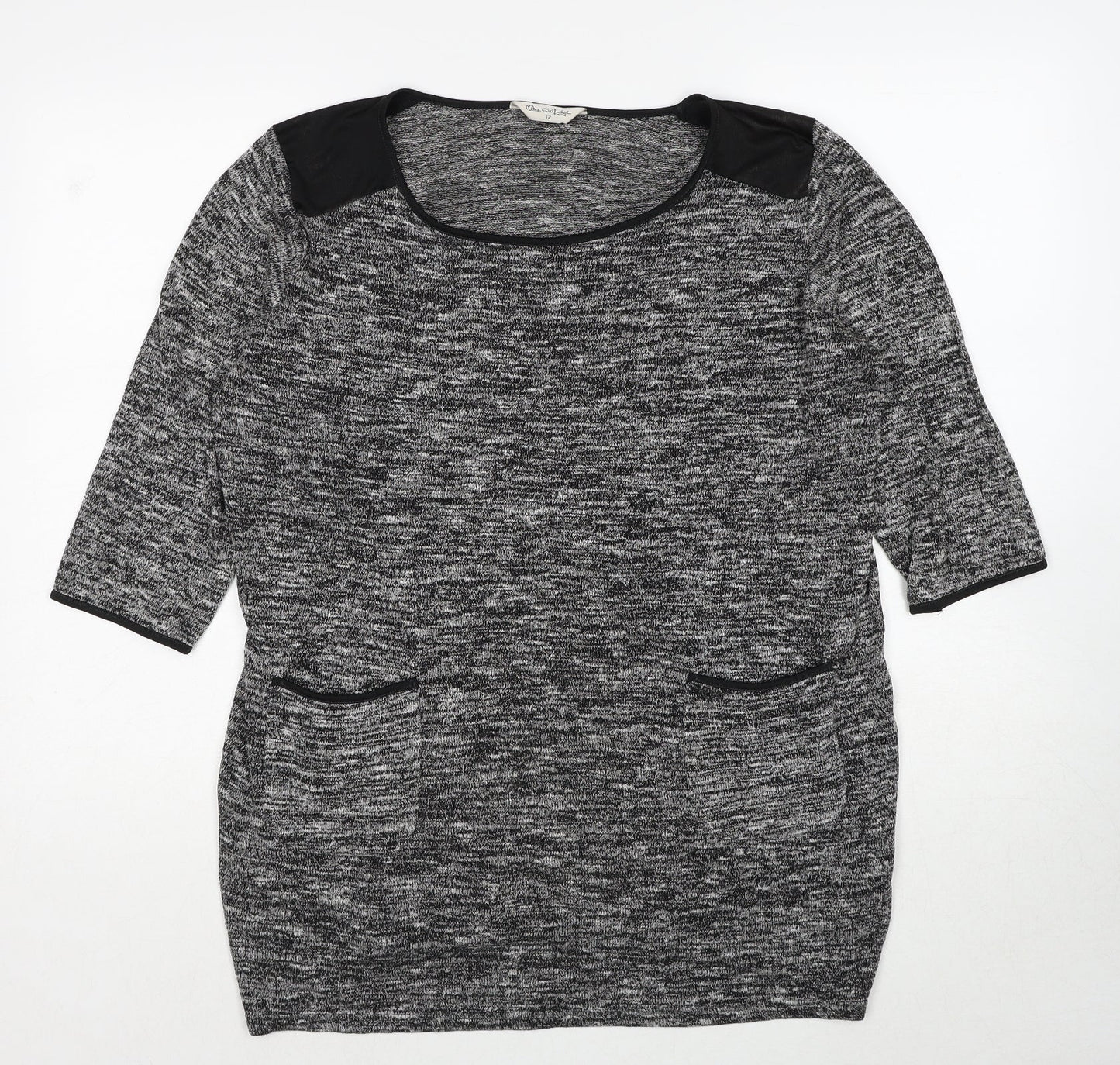 Miss Selfridge Womens Grey Round Neck Polyester Pullover Jumper Size 12