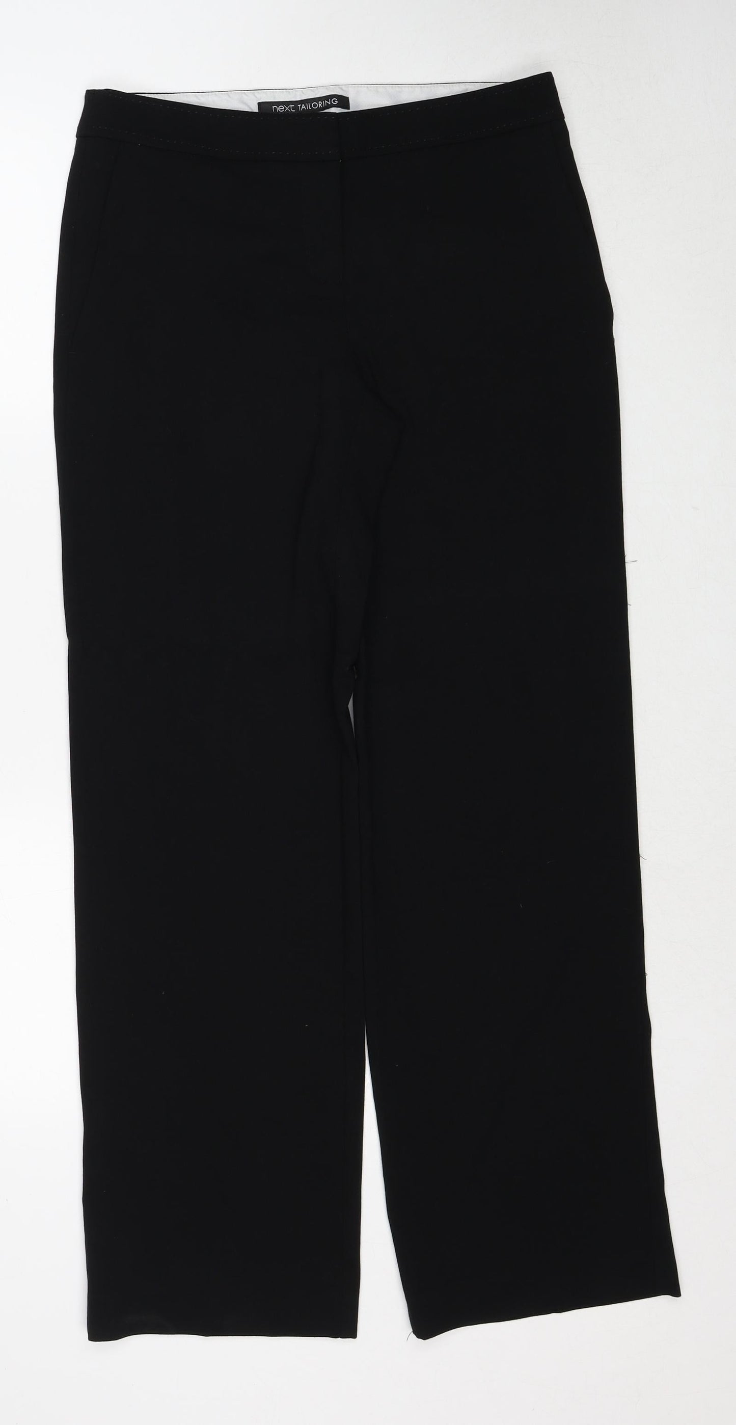 NEXT Womens Black Polyester Trousers Size 8 Regular Zip