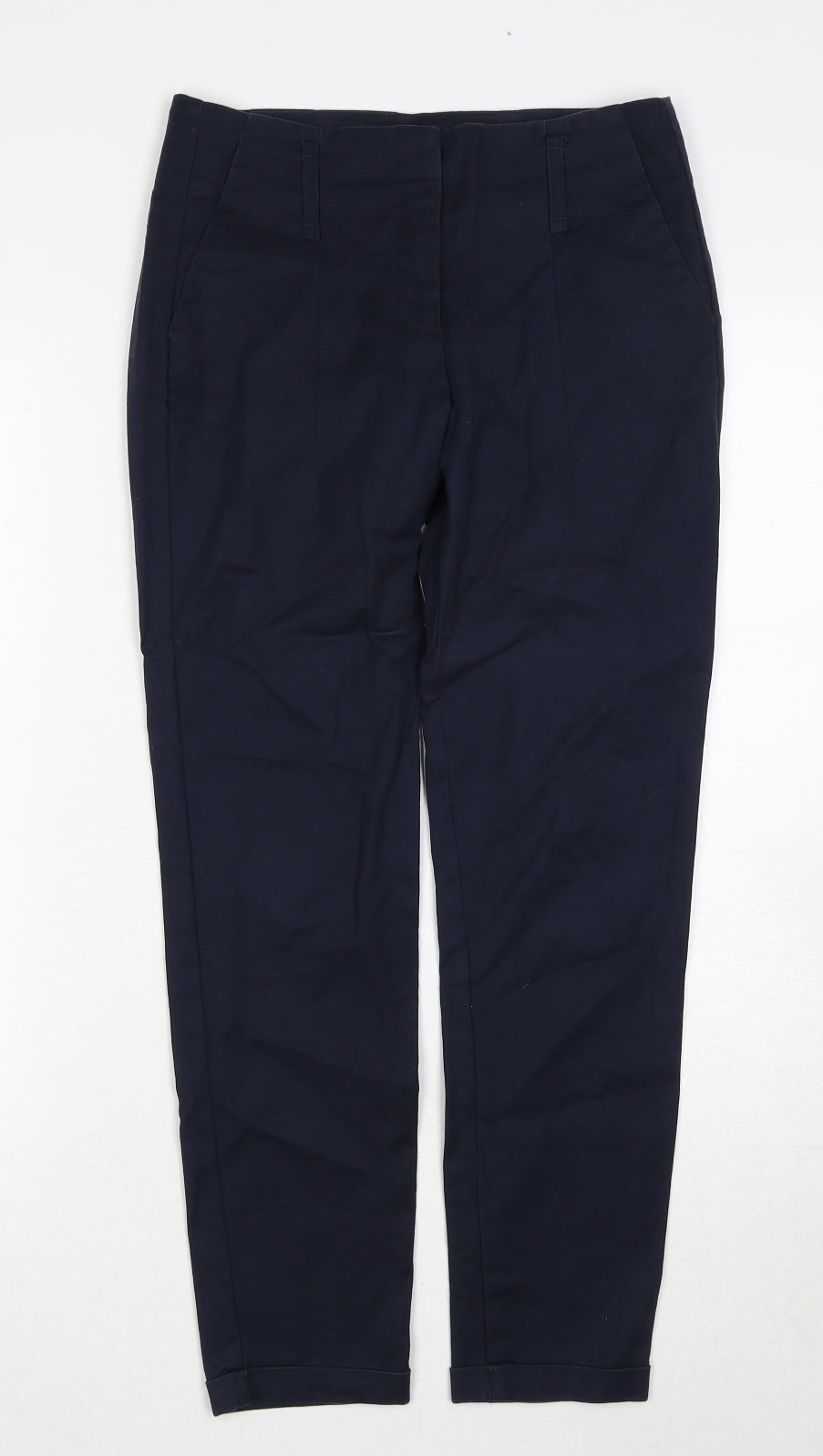 Zara Womens Blue Cotton Trousers Size 6 Regular Zip