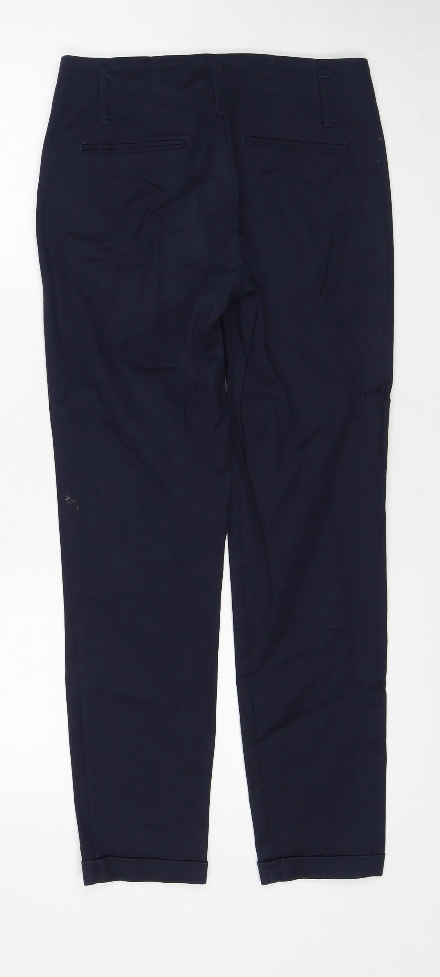 Zara Womens Blue Cotton Trousers Size 6 Regular Zip