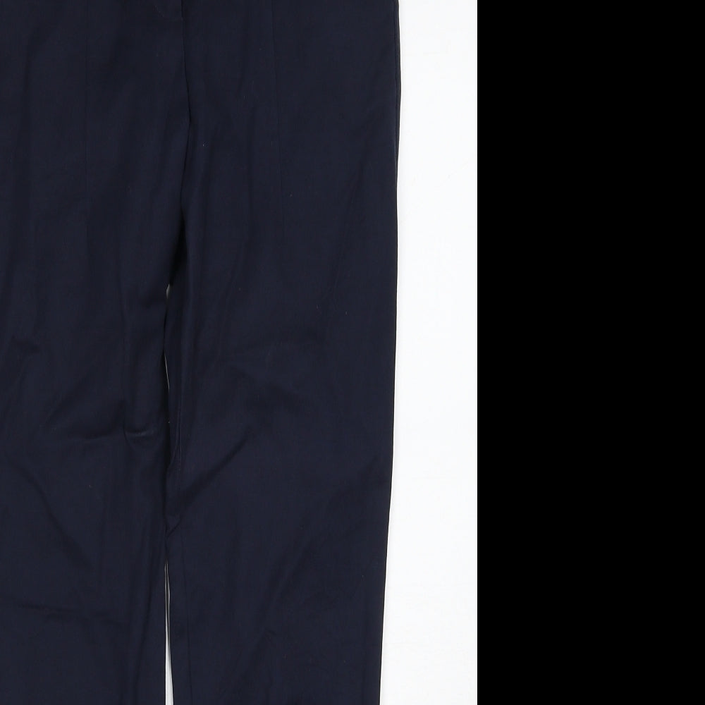Zara Womens Blue Cotton Trousers Size 6 Regular Zip