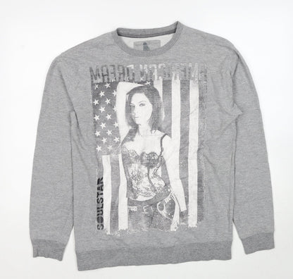 Preloved Soul Star Womens Grey Cotton Pullover Sweatshirt Size L Pullover - Front