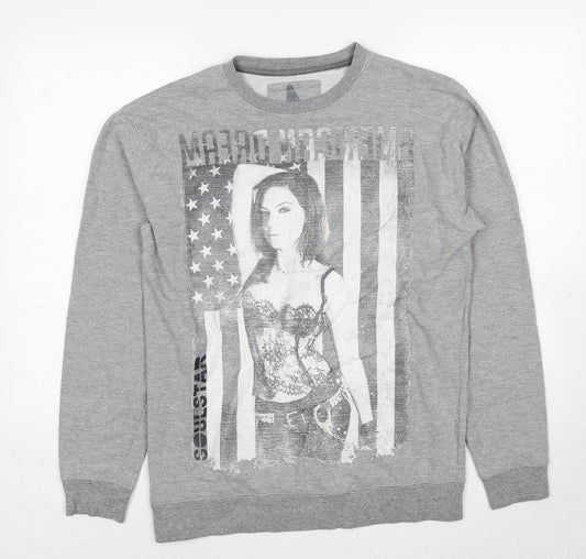 Soul Star Womens Grey Cotton Pullover Sweatshirt Size L Pullover
