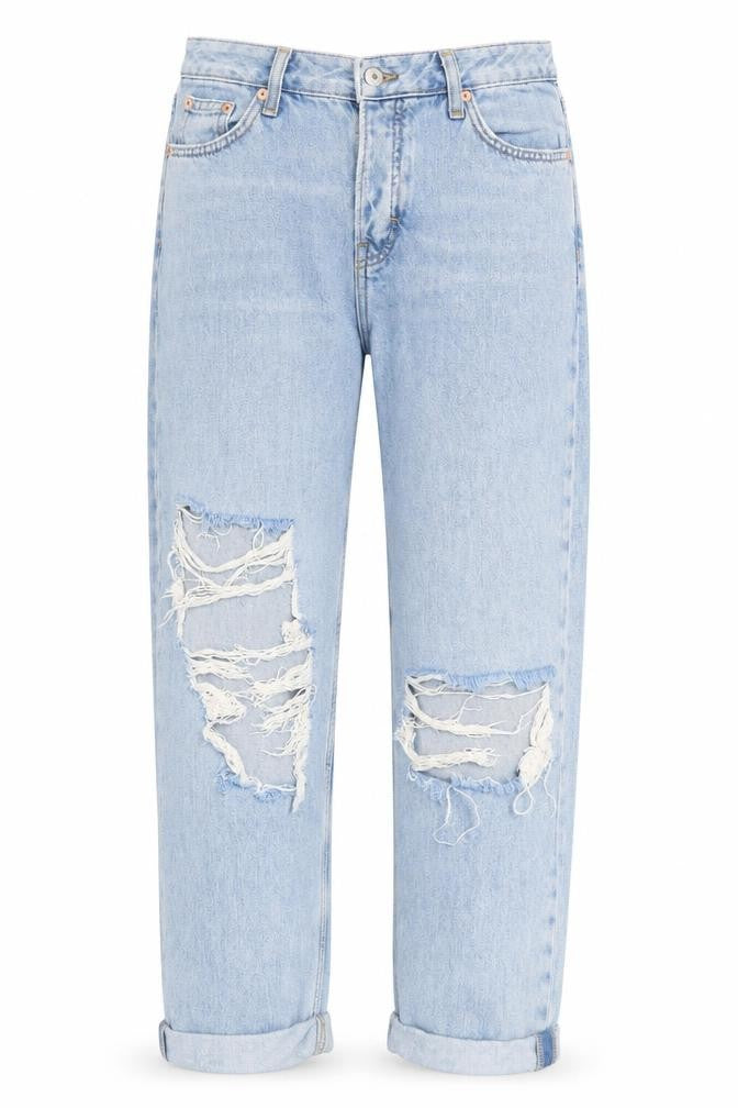 Topshop Womens Blue Cotton Straight Jeans Size 25 in L32 in Regular Zip