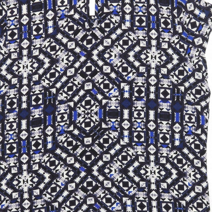 Only Womens Blue Geometric Polyester Basic Blouse Size 14 Round Neck