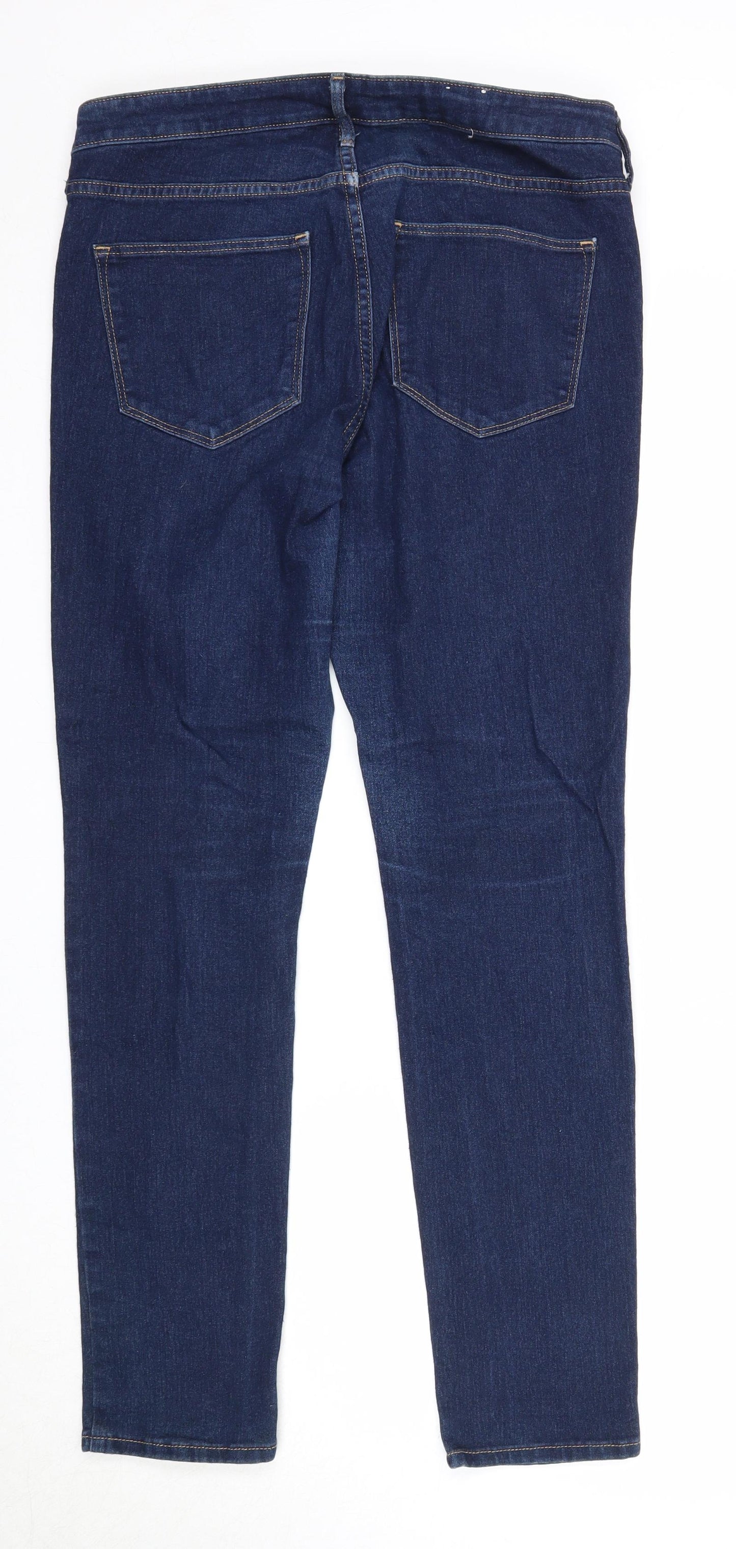 H&M Womens Blue Cotton Straight Jeans Size 32 in Regular Zip