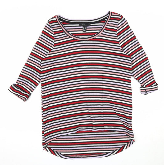 New Look Womens Multicoloured Round Neck Striped Polyester Pullover Jumper Size 10