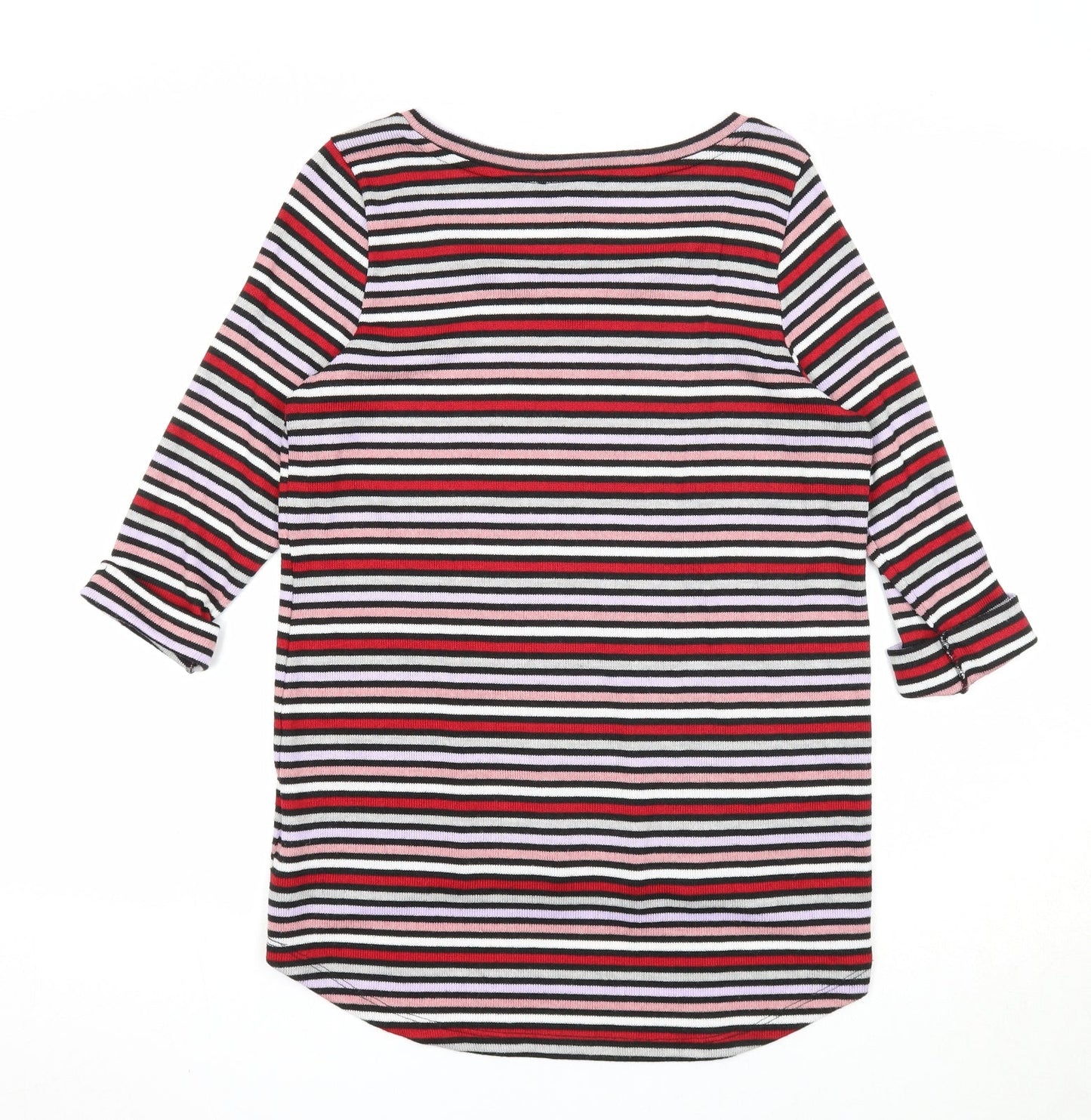 New Look Womens Multicoloured Round Neck Striped Polyester Pullover Jumper Size 10