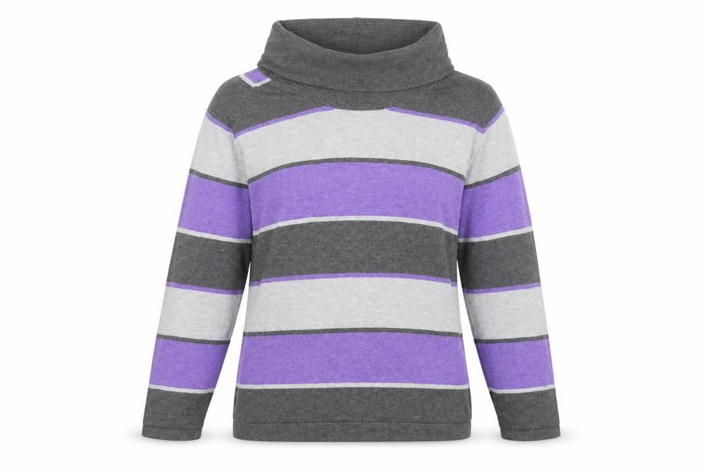 Marble Womens Multicoloured Roll Neck Striped Cotton Pullover Jumper Size 4