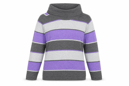 Marble Womens Multicoloured Roll Neck Striped Cotton Pullover Jumper Size 4