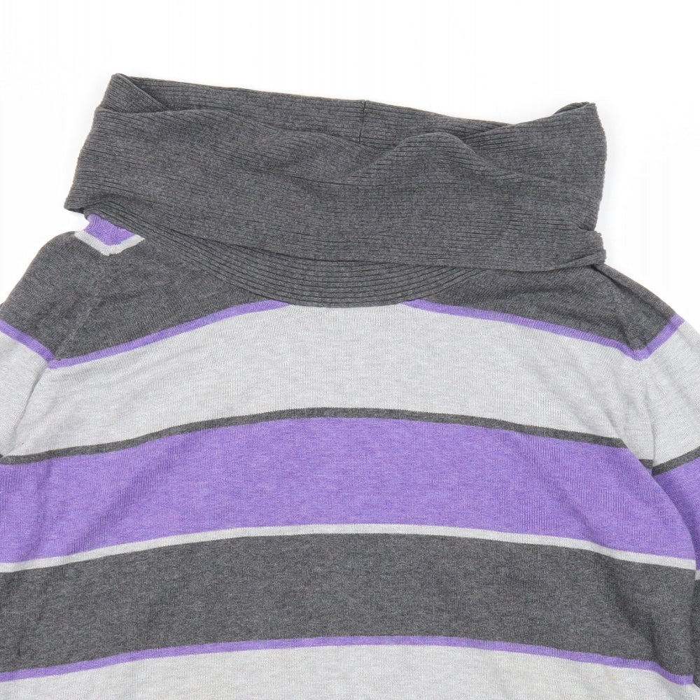 Marble Womens Multicoloured Roll Neck Striped Cotton Pullover Jumper Size 4