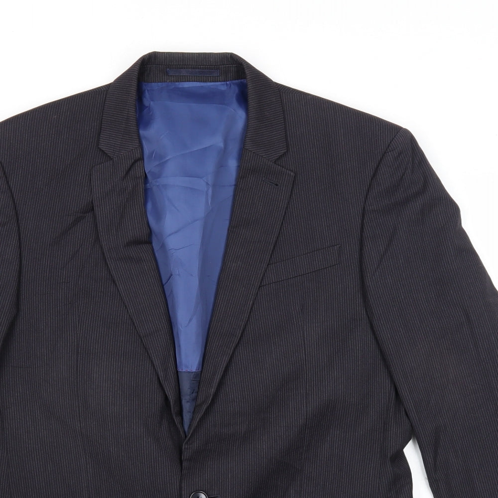 NEXT Mens Black Striped Polyester Jacket Suit Jacket Size 38 Regular - Pinstripes
