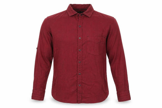 Blue Frog Mens Red Cotton Button-Up Size S Collared Button