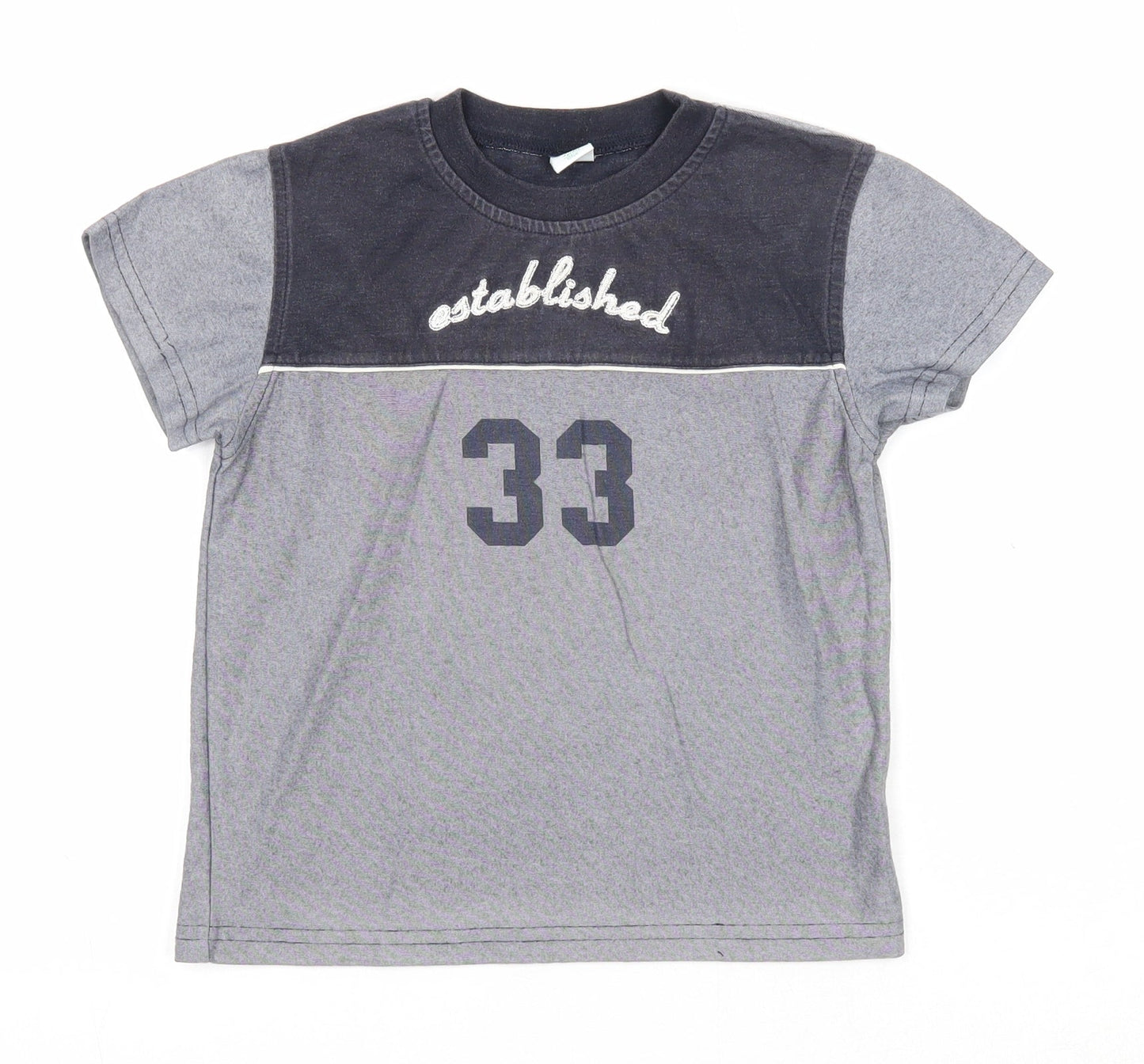Adams Boys Grey Cotton Basic T-Shirt Size 4 Years Round Neck Pullover - Established 33