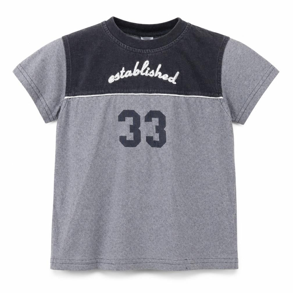 Adams Boys Grey Cotton Basic T-Shirt Size 4 Years Round Neck Pullover - Established 33