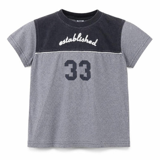 Adams Boys Grey Cotton Basic T-Shirt Size 4 Years Round Neck Pullover - Established 33
