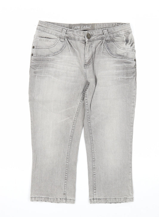 Love Label Womens Grey Cotton Straight Jeans Size 10 Regular Zip