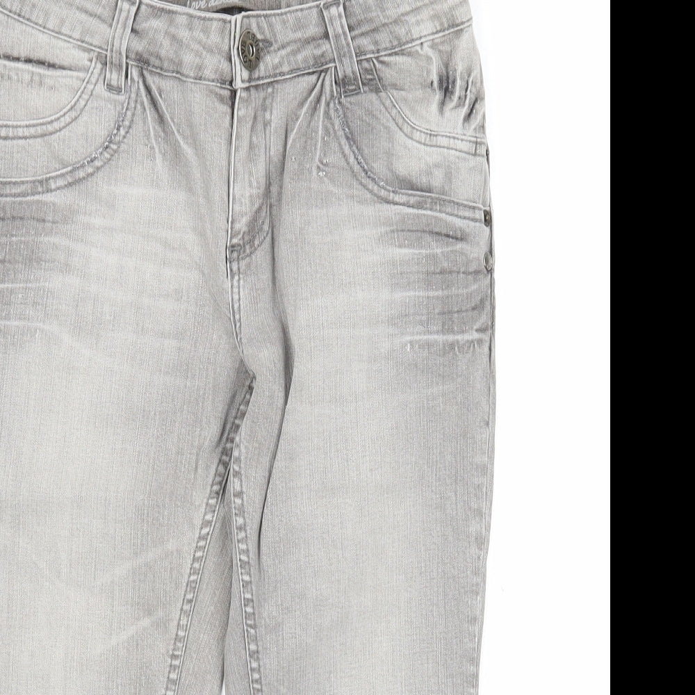 Love Label Womens Grey Cotton Straight Jeans Size 10 Regular Zip