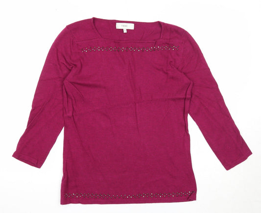 NEXT Womens Purple Square Neck Cotton Pullover Jumper Size 12