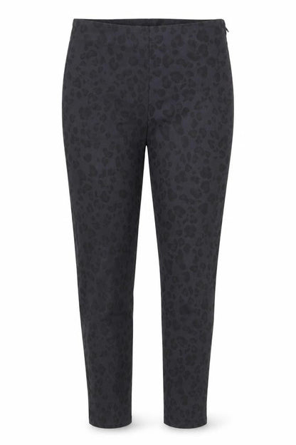 Divided Womens Black Animal Print Cotton Trousers Size 8 Regular Zip