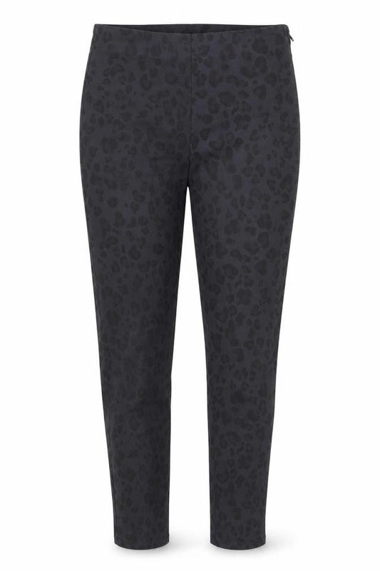 Divided Womens Black Animal Print Cotton Trousers Size 8 Regular Zip