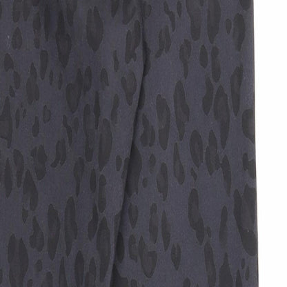 Divided Womens Black Animal Print Cotton Trousers Size 8 Regular Zip