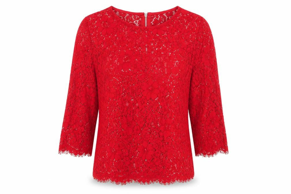 New Look Womens Red Polyamide Basic Blouse Size 8 Round Neck