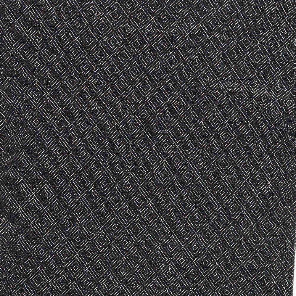 Select Womens Black Geometric Nylon Basic T-Shirt Size 10 Round Neck