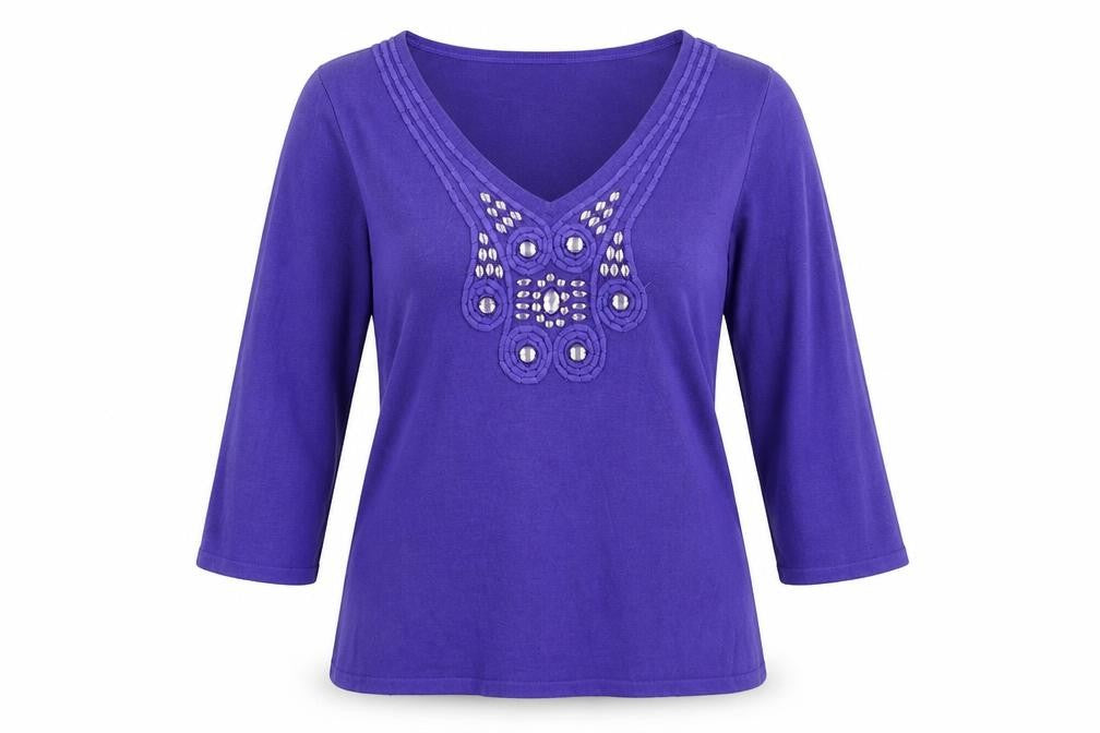 Sky Designs Womens Purple V-Neck Viscose Pullover Jumper Size 6