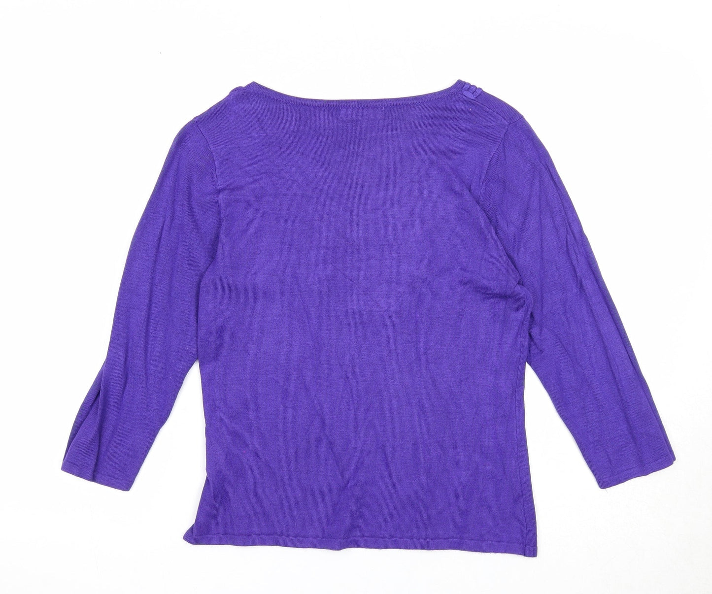 Sky Designs Womens Purple V-Neck Viscose Pullover Jumper Size 6
