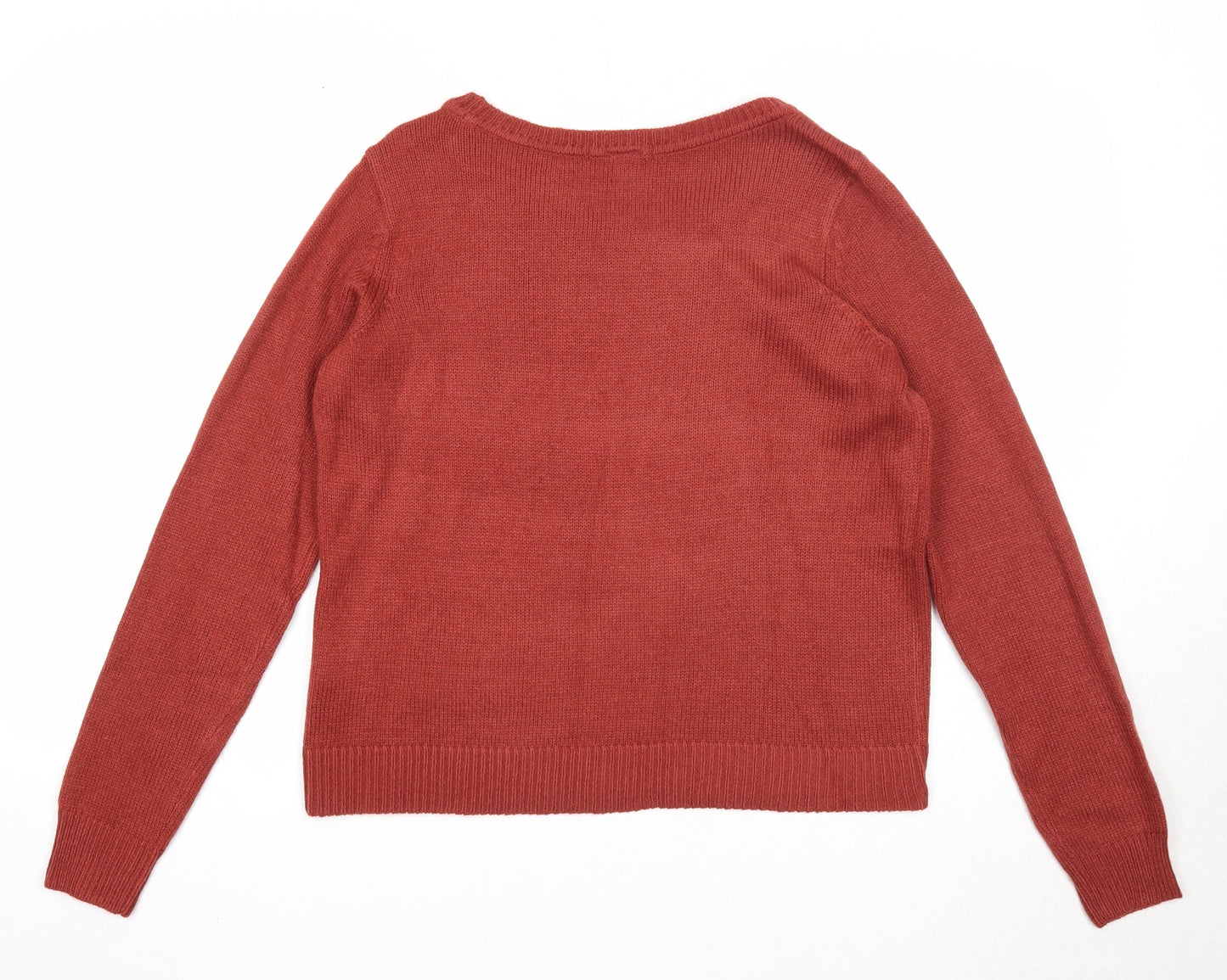 H&M Womens Red Round Neck Acrylic Pullover Jumper Size L