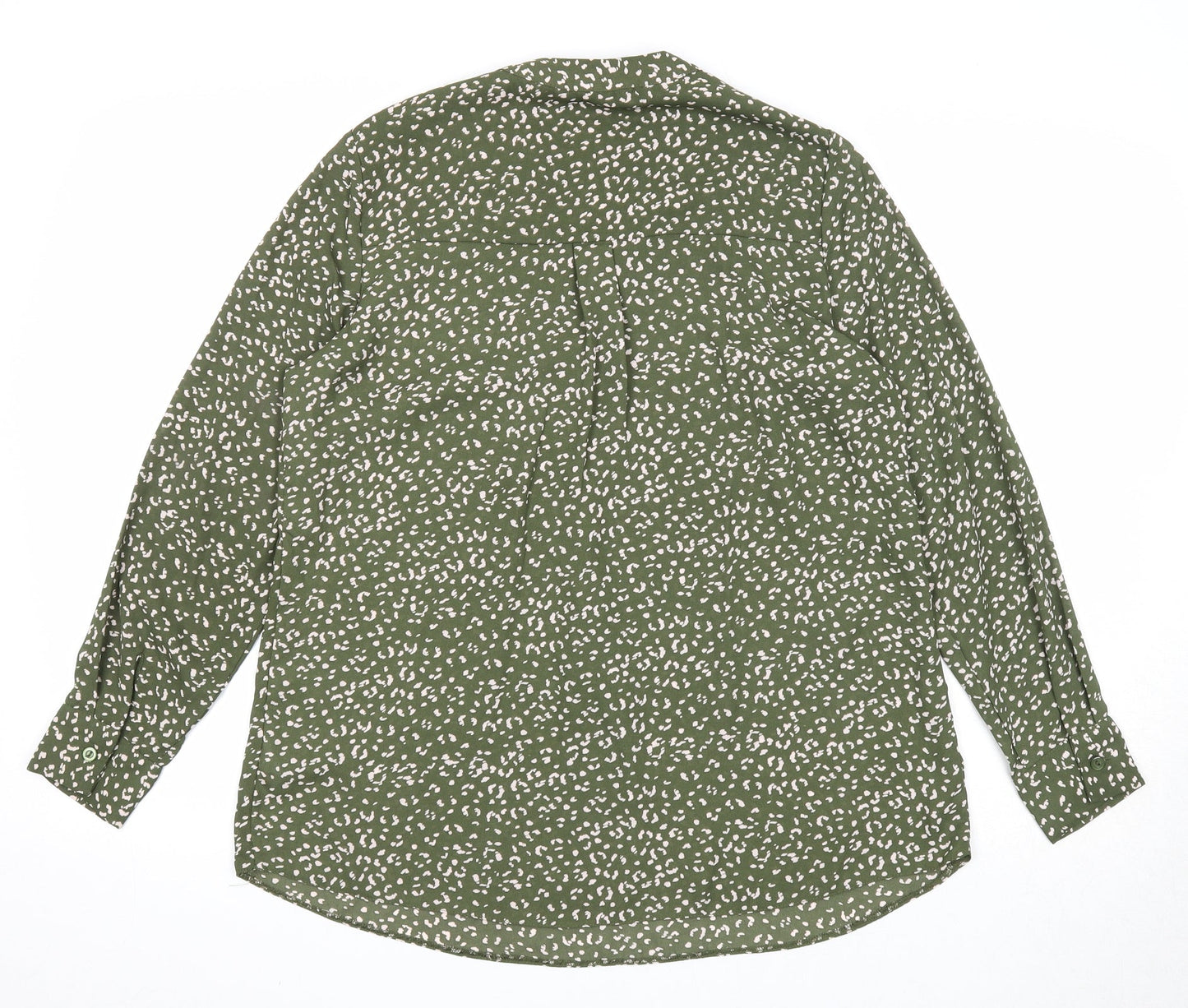 Bonmarché Womens Green Geometric Polyester Basic Blouse Size 10 V-Neck