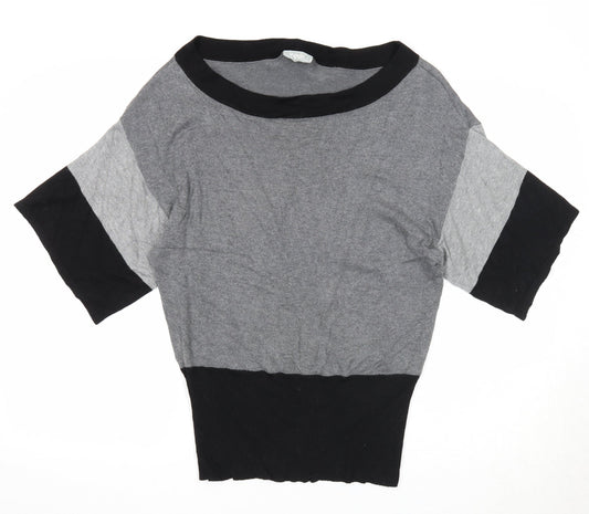 Wallis Womens Grey Boat Neck Viscose Pullover Jumper Size S