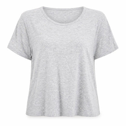Oasis Womens Grey Viscose Basic T-Shirt Size L Round Neck