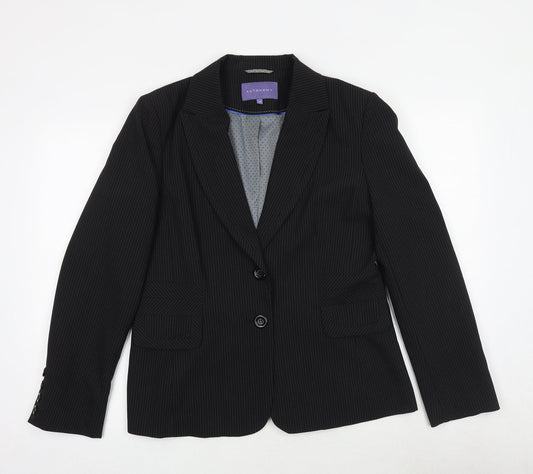Autonomy Womens Black Striped Polyacrylate Fibre Jacket Suit Jacket Size 14
