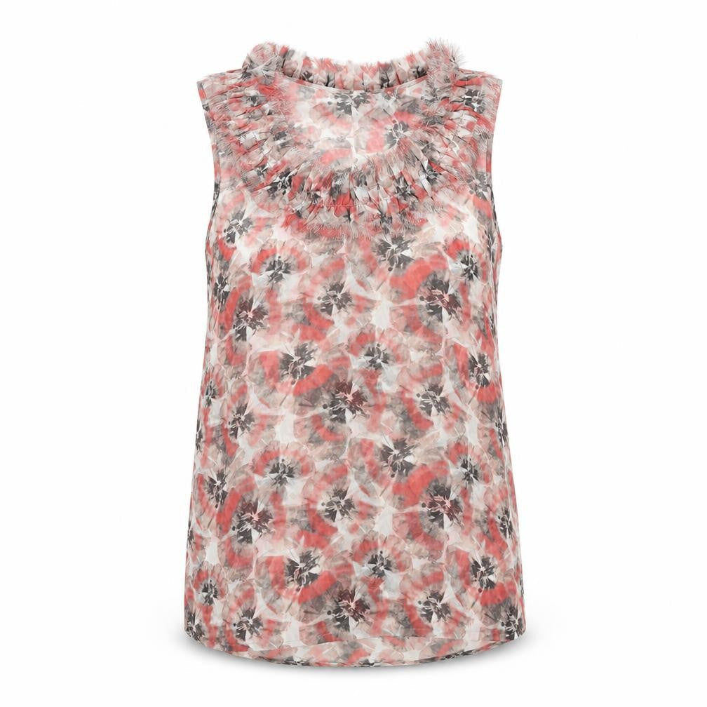 Topshop Womens Pink Geometric Polyester Basic Tank Size 8 Round Neck