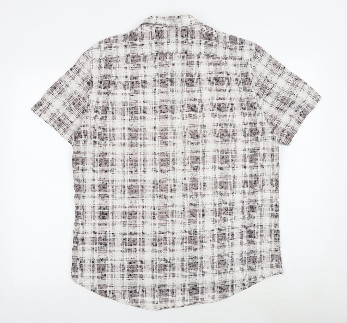 New Look Mens Multicoloured Plaid Cotton Button-Up Size L Collared Button
