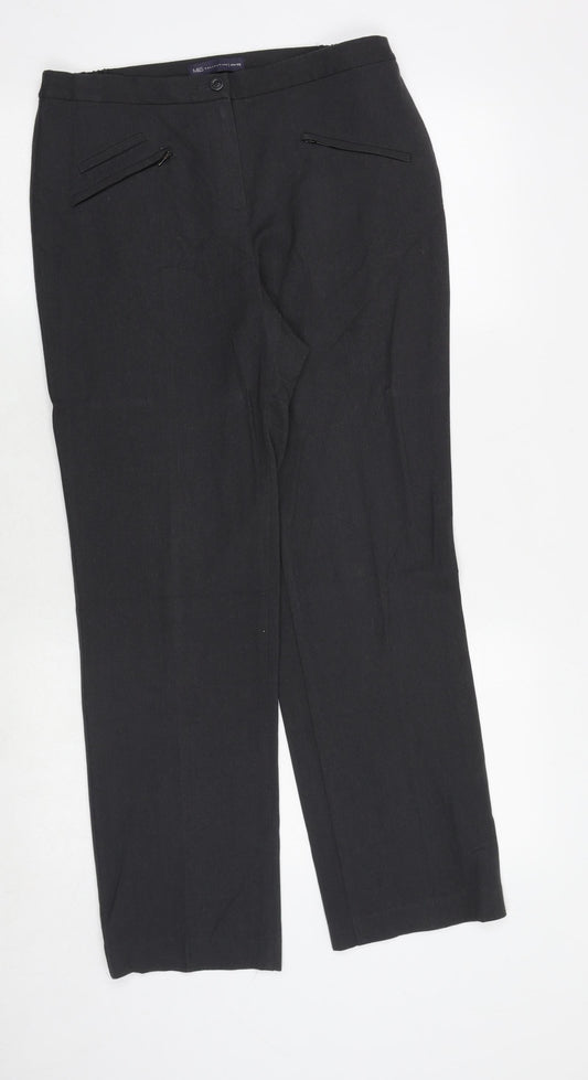 Marks and Spencer Womens Grey Viscose Trousers Size 10 Regular Zip