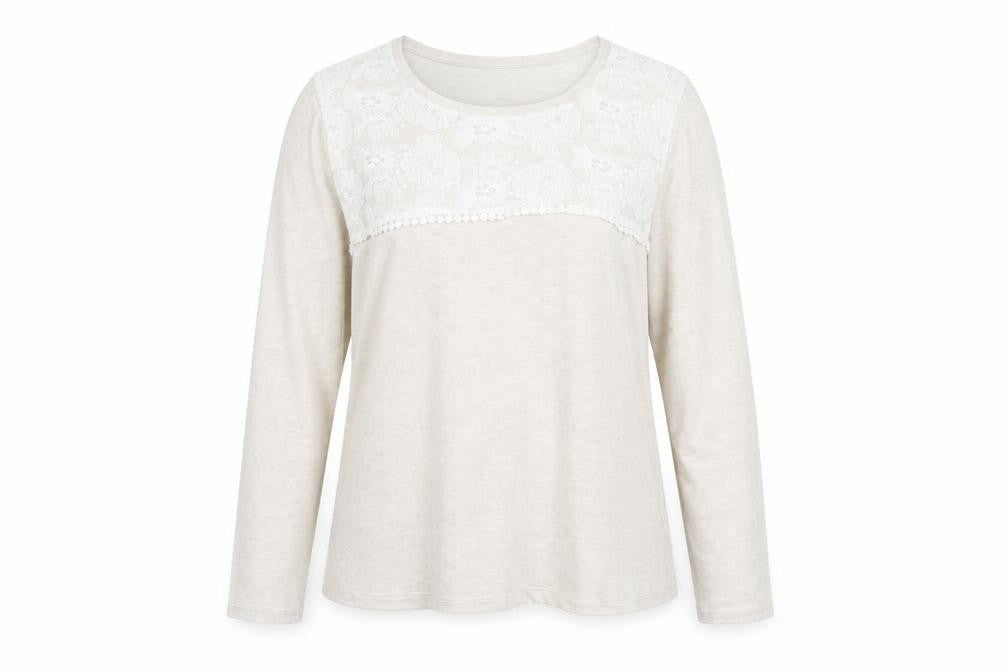 Bonmarché Womens Beige Round Neck Cotton Pullover Jumper Size 16 - Size 16-18