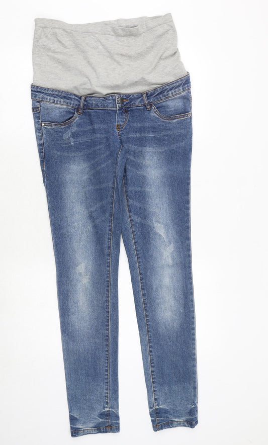 Preloved Mamalicious Womens Blue Cotton Skinny Jeans Size 35 in Regular - Front