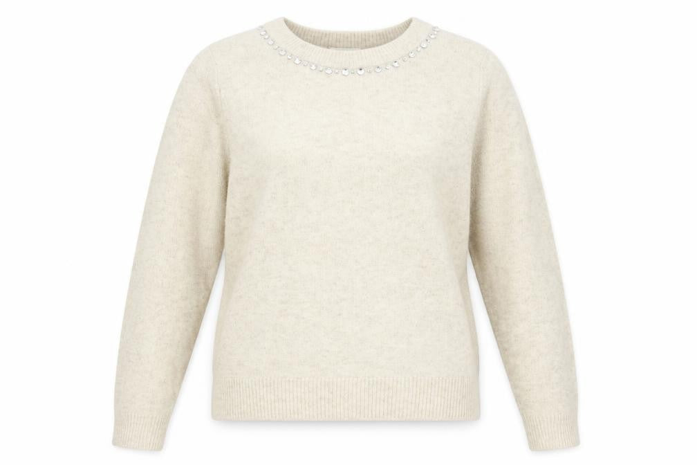 H&M Womens Beige Round Neck Acrylic Pullover Jumper Size L