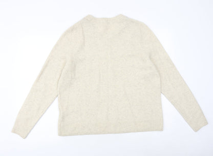 H&M Womens Beige Round Neck Acrylic Pullover Jumper Size L
