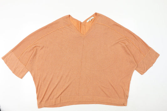 NEXT Womens Orange Viscose Basic Blouse Size XL V-Neck