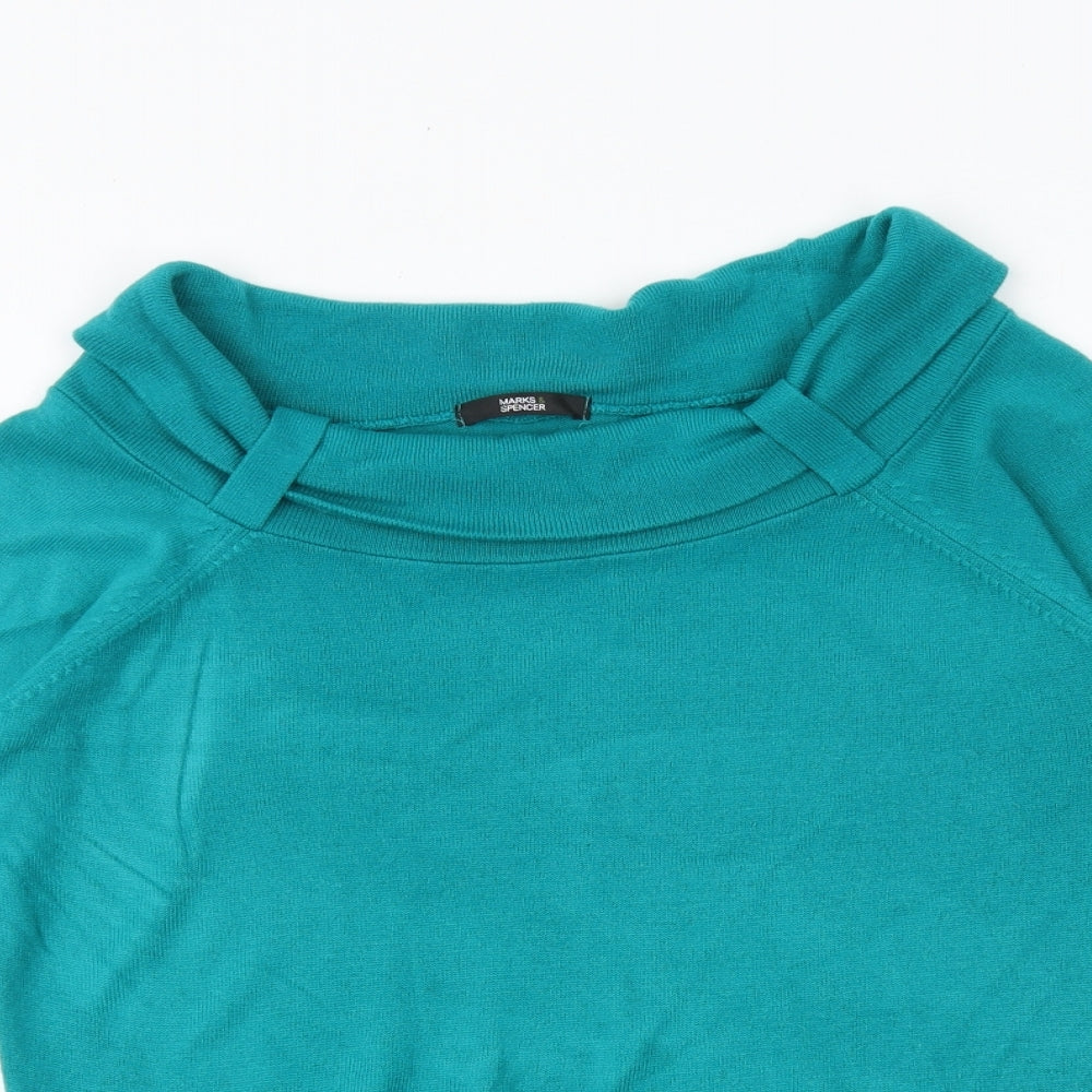 Marks and Spencer Womens Green Round Neck Acrylic Pullover Jumper Size 12