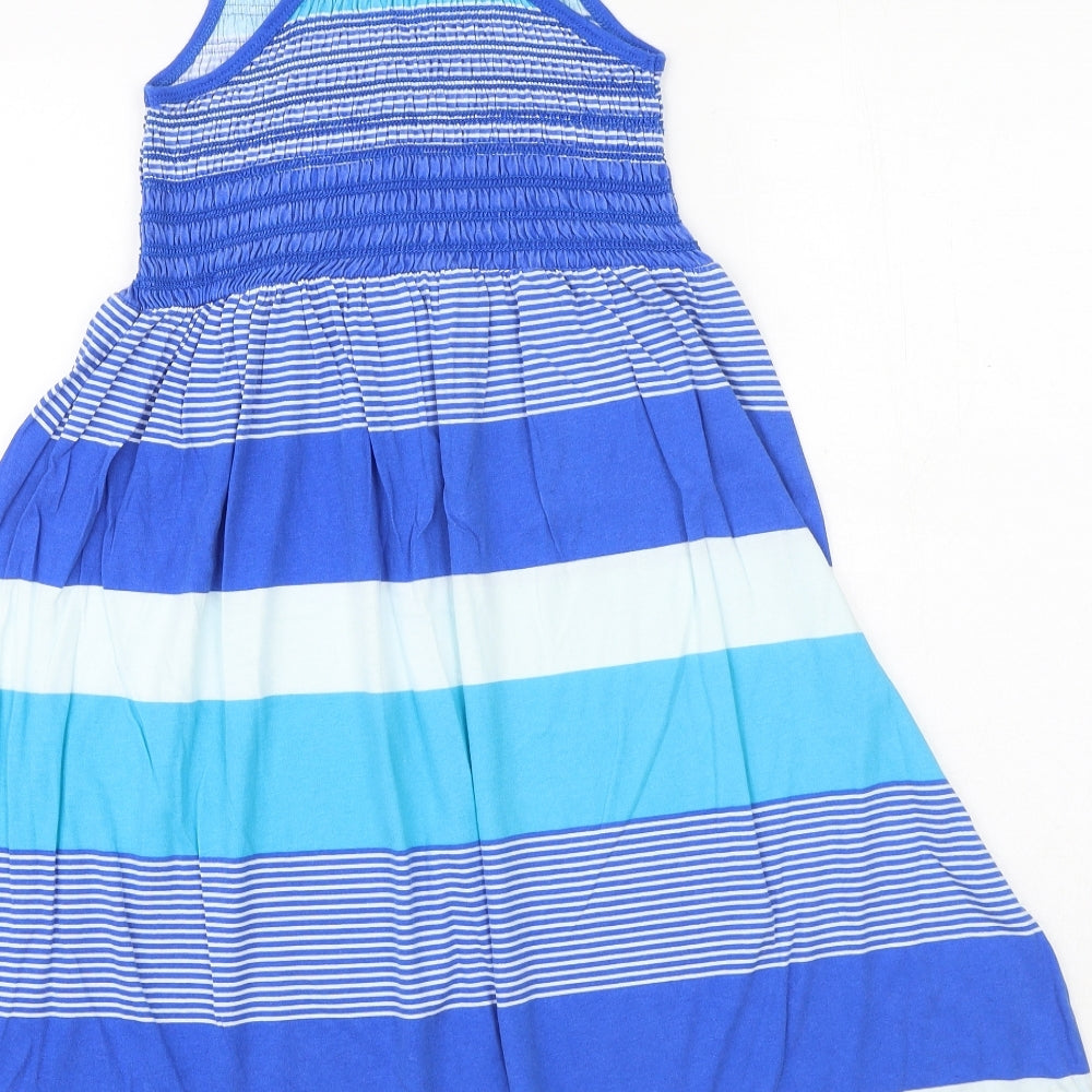 New Look Womens Blue Colourblock 100% Cotton Tank Dress Size 10 Scoop Neck Pullover