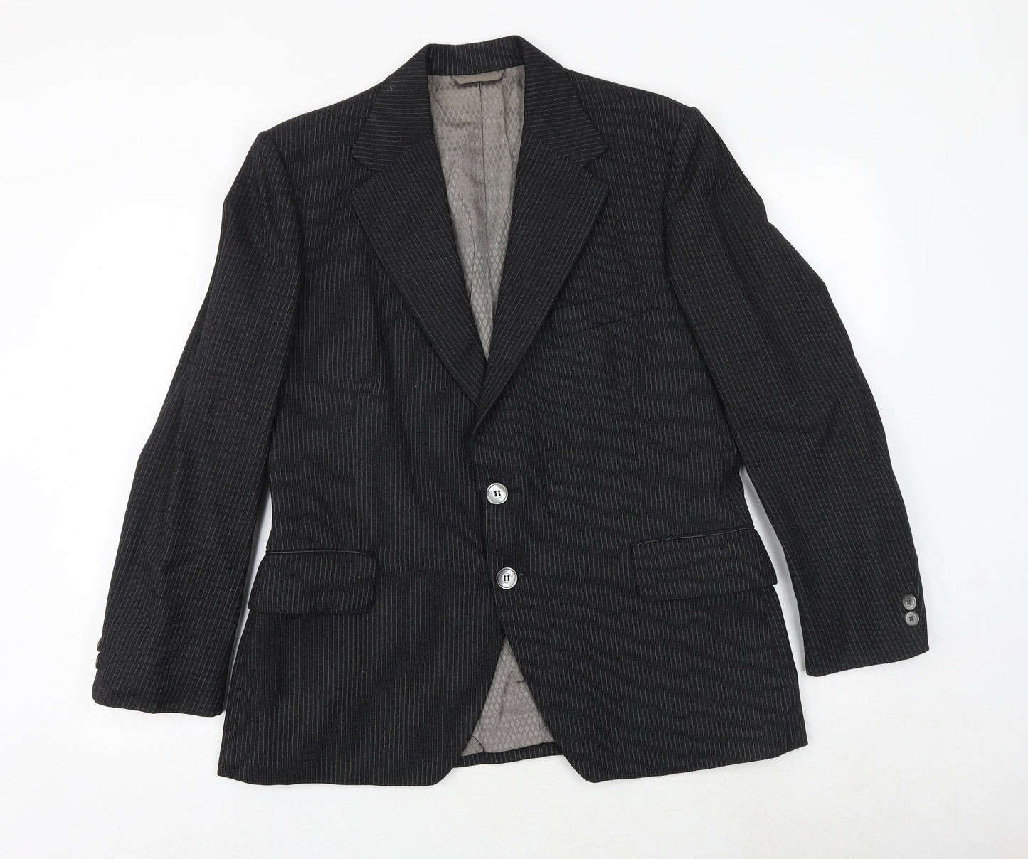Jackson The Tailor Mens Black Striped Polyester Jacket Suit Jacket Size 38 Regular
