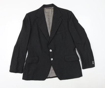 Jackson The Tailor Mens Black Striped Polyester Jacket Suit Jacket Size 38 Regular